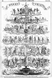 Der Weihnachtsbaum, gesehen vom Vater einer Familie, Illustration aus 